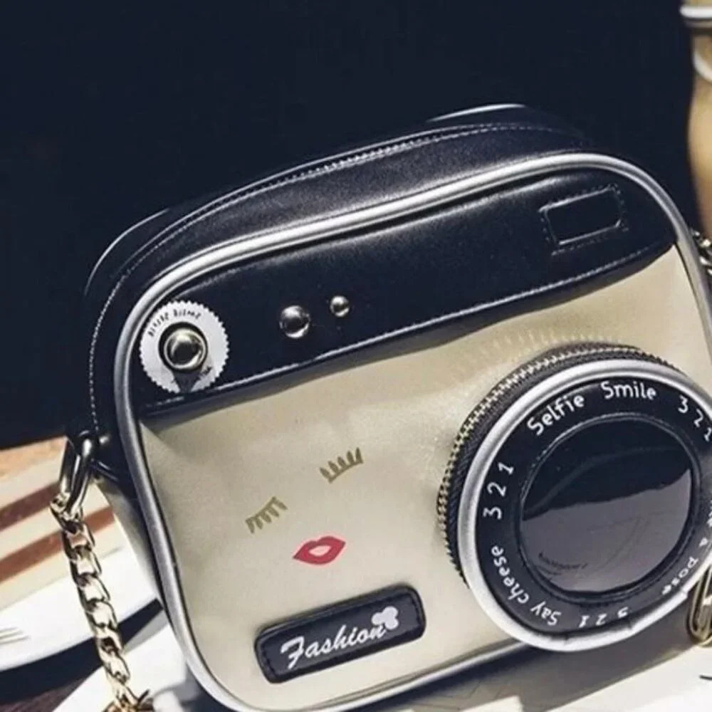 Brand new Boutique retro camera women's novelty crossbody purse bag BLACK - Picture 4 of 5